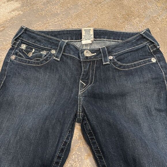 True religion boot cut jeans flap pocket bling buttons size 29 dark wash In EUC - Picture 2 of 11